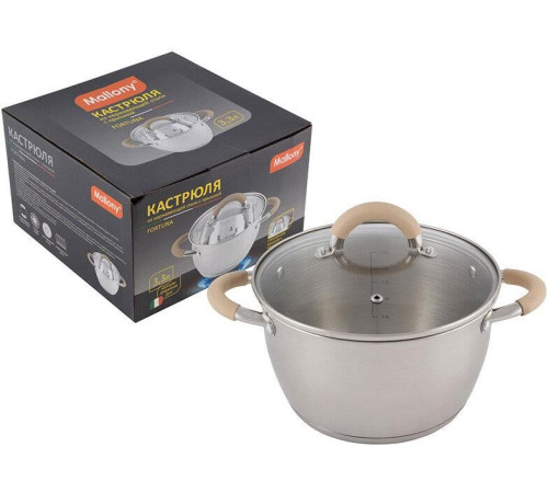 MALLONY Кастрюля Fortuna, объем 3,3 л, из нерж стали с крышкой (007219)