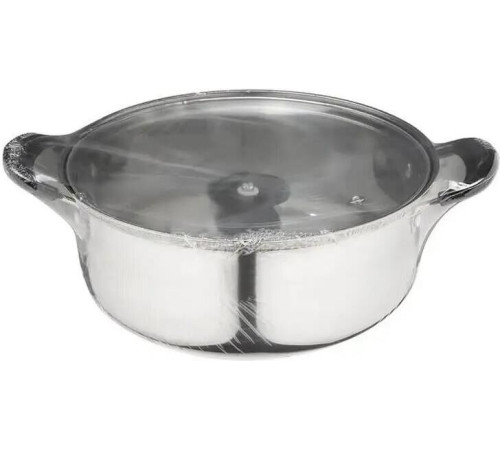 БЕЗ ТМ Кастрюля Promo, объем 2,9 л, из нержавеющей стали с крышкой из жаропрочного стекла (104615)