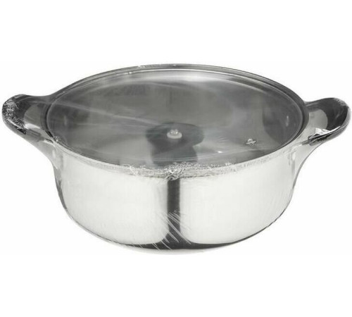 БЕЗ ТМ Кастрюля Promo, объем 2,9 л, из нержавеющей стали с крышкой из жаропрочного стекла (104615)