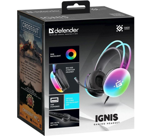 DEFENDER (64441) Ignis черный, RGB, провод 2 м