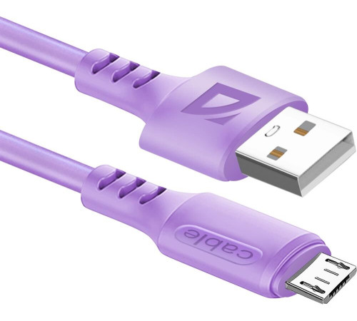 DEFENDER (87108VIO) USB кабель F207 Micro 1м,2.4А,силикон
