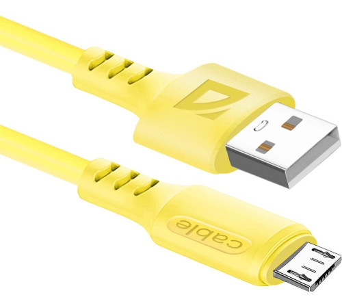 DEFENDER (87108YEL) USB кабель F207 Micro 1м,2.4А,силикон