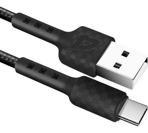 DEFENDER (87113BLA) USB кабель F181 TypeC 1м,2.4А, нейлон