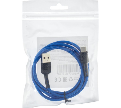 DEFENDER (87113BLU) USB кабель F181 TypeC 1м,2.4А, нейлон