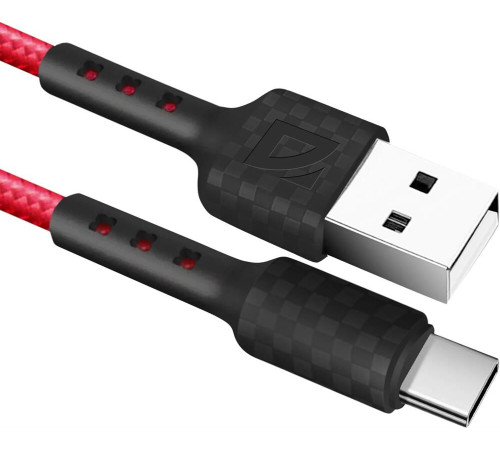 DEFENDER (87113RED) USB кабель F181 TypeC 1м,2.4А, нейлон