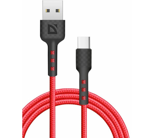DEFENDER (87113RED) USB кабель F181 TypeC 1м,2.4А, нейлон