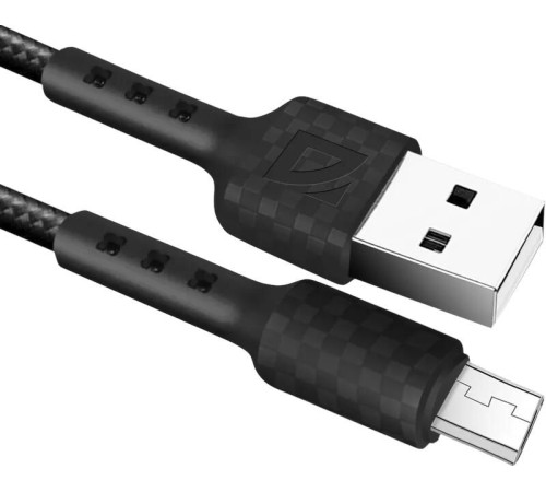 Кабель DEFENDER (87115BLA) USB кабель F181 Micro 1м, 2.4А, нейлон