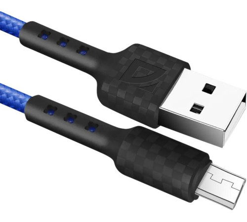 DEFENDER (87115BLU) USB кабель F181 Micro 1м, 2.4А, нейлон
