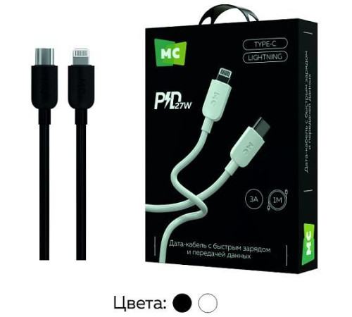 MORE CHOICE (4620202554734) K85ia USB 3.0A PD 27W для Lightning ng 8-pin - 1м , черный