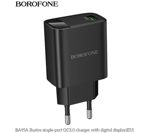 BOROFONE (6941991120428) BA95A СЗУ 1USB 3.0A QC3.0 18W , черный
