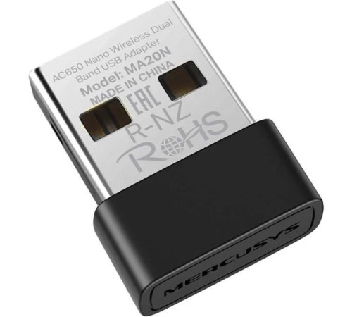 MERCUSYS Сетевой адаптер Wi-Fi MA20N AC650 USB 2.0 (ант.внутр.) 1ант