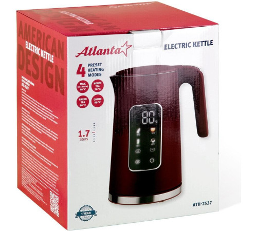 ATLANTA ATH-2537 (1,7л. металл/пластик) бордовый