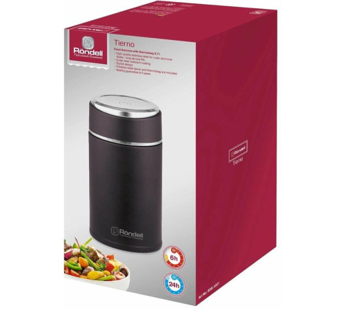 RONDELL Термос для еды Tierno RDS-1661 0.7л. бордовый с чехлом картонная коробка