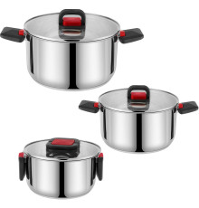 POMIDORO POMI D'ORO P640567 Набор кастрюль 16см, 20см, 24см с крышками