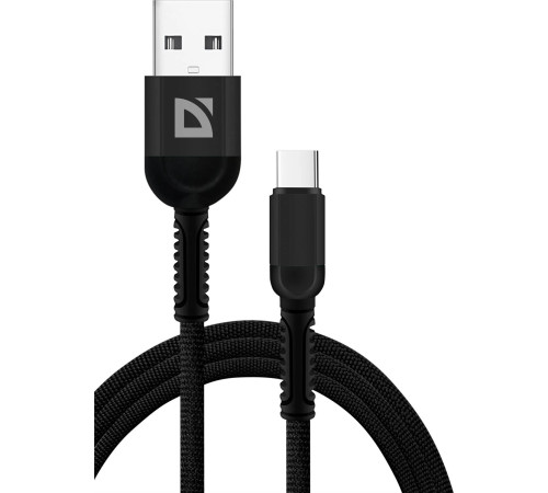 DEFENDER (87103BLA) USB кабель F167 TypeC 1м, 2.4А, ткань, пакет