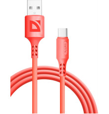 DEFENDER (87106RED) USB кабель F207 TypeC 1м,2.4А,силикон,пакет