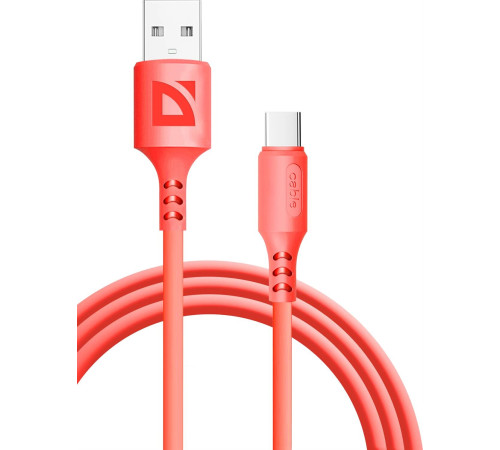 DEFENDER (87106RED) USB кабель F207 TypeC 1м,2.4А,силикон,пакет