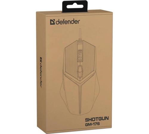 Мышь DEFENDER (52176) Shotgun GM-176 черный/серый
