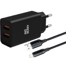AKSBERRY (6900209210016) T38 2 USB 2.4A + кабель Lightning, черный