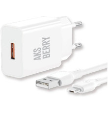 AKSBERRY (6972969383071) T42 QC3.0 + кабель MicroUSB, белый