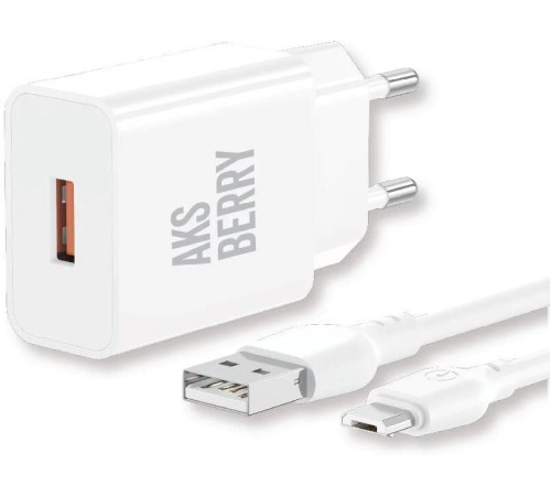 AKSBERRY (6972969383071) T42 QC3.0 + кабель MicroUSB, белый