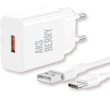 AKSBERRY (6972969383088) T42 QC3.0 + кабель Type C (белый)
