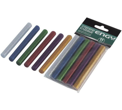 ENGY Стержни клеевые цветные, с блестками,11х100 мм, 6 шт (007587)