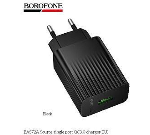 BOROFONE (6941991122637) BAS72A 1USB 3.0A QC3.0 18W Black