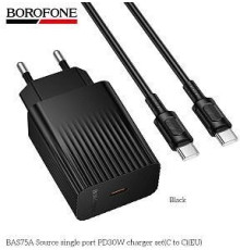 BOROFONE (6941991122859) BAS75Aaa 1Type-C 3.0A PD30W для Type-C Type-C Black