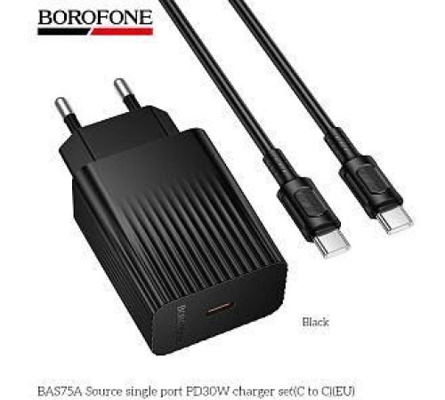 BOROFONE (6941991122859) BAS75Aaa 1Type-C 3.0A PD30W для Type-C Type-C Black