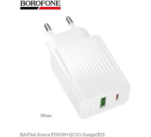 BOROFONE (6941991122880) BAS76A 1USB+1Type-C 3.0A QC3.0 PD 30W White