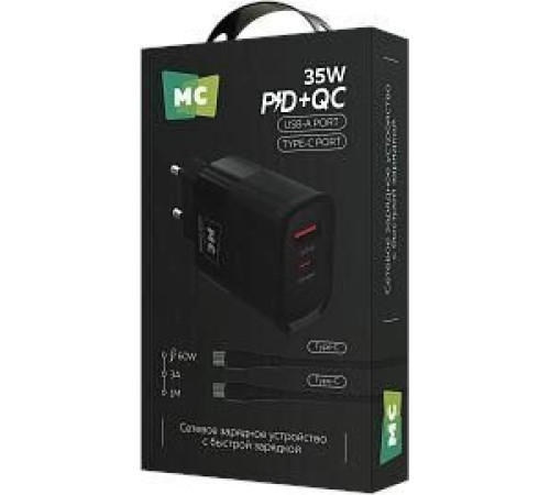 MORE CHOICE (4620202555601) NC82a 1USB+1Type-C 3.0A PD 35W+QC3.0 для Type-C Type-C Black
