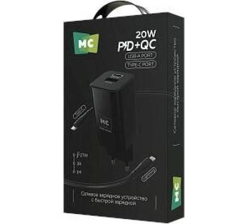 MORE CHOICE (4620202555762) NC85i 1USB+1Type-C 3.0A PD 20W+QC3.0 для Lightning 8-pin Type-C Black