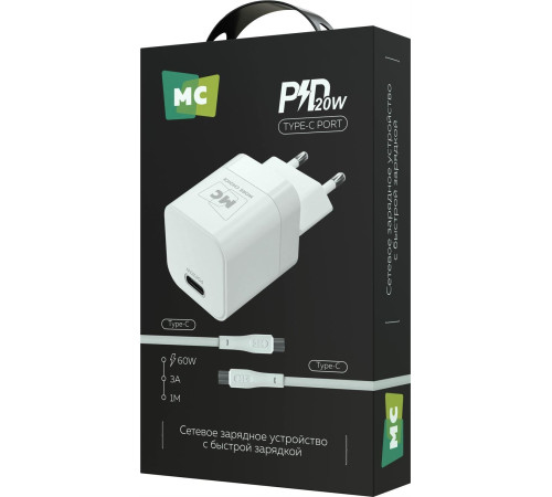 MORE CHOICE (4620202555854) NC86a 1Type-C 3.0A PD 20W для Type-C Type-C White