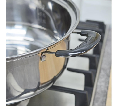 БЕЗ ТМ Кастрюля Promo, объем 3.6 л, из нержавеющей стали с крышкой из жаропрочного стекла (104616)