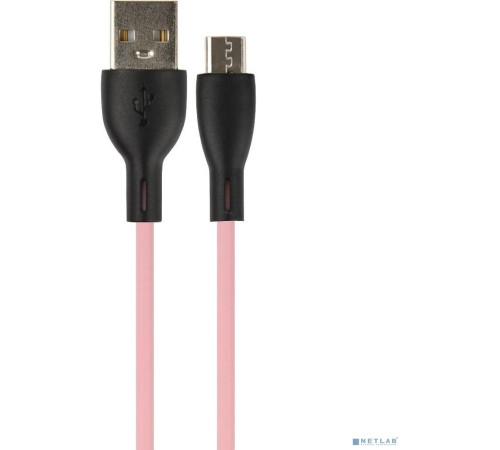 PERFEO (U4025) SILICON USB A вилка - Micro USB вилка, 2.4A, розовый, силикон, длина 1 м