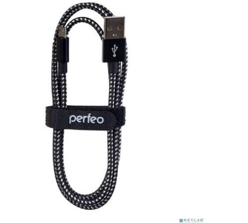 PERFEO (U4801) USB A вилка - Micro USB вилка, черно-белый, длина 1 м