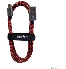 PERFEO (U4901) USB A вилка - Type-C вилка, черно-красный, длина 1 м