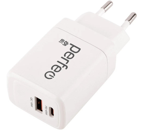 PERFEO (I4663) 2 порта USB-A+TYPE-C, GaN, 45W, белый