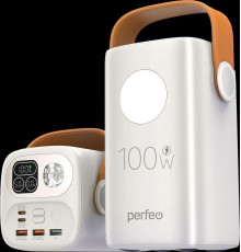 PERFEO (PF_E2293) MOON 100W 60000 mAh/LED дисплей, белый