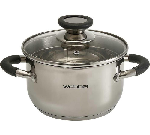 WEBBER BE-371/2 Кастрюля из нерж стали со стеклянной крышкой (d=16; 1,9 л) (8)