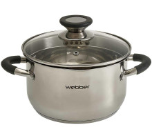 WEBBER BE-372/2 Кастрюля из нерж стали со стеклянной крышкой (d=18; 2,7 л) (8)
