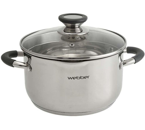 WEBBER BE-373/2 Кастрюля из нерж стали со стеклянной крышкой (d=20; 3,6 л) (4)