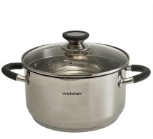 WEBBER BE-374/2 Кастрюля из нерж стали со стеклянной крышкой (d=22; 4,7 л) (4)