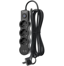 Удлинитель КОСМОС YKsm5m3g-Z-VU10A-B - 3 гн х 5,0 м черный