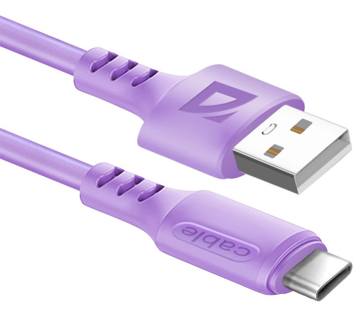 Кабель DEFENDER (87106VIO) F207 TypeC 1м,2.4А,силикон, фиолетовый