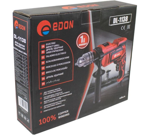 Дрель ударная EDON DL-1138 черный/красный 8459 1200Вт