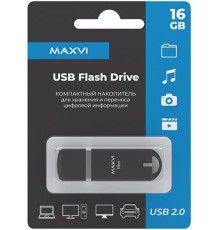 MAXVI P3 32GB black, монолит с колпачком, ABS пластик, USB 2.0