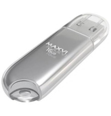 MAXVI P1 16GB silver, монолит с колпачком, ABS пластик, USB 2.0