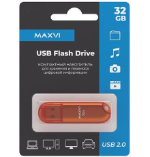 MAXVI P1 32GB orange, монолит с колпачком, ABS пластик, USB 2.0